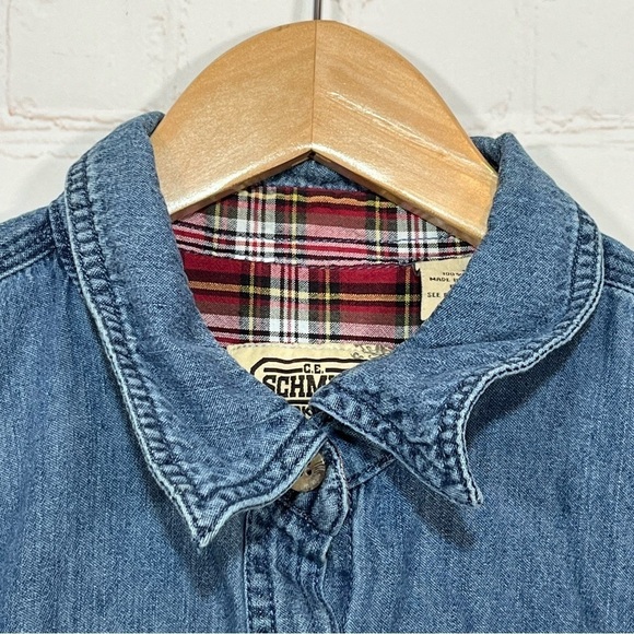 CE Schmidt Workwear Fit For Her Womens Medium Blue Denim Button Front Shirt - Picture 3 of 12